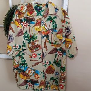 Koman HAWAIIAN TROPICAL CAMP SHIRT CIGARS DESIGN